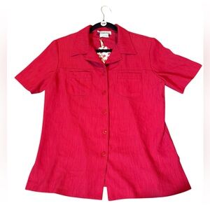 Vintage, red holiday button up, small